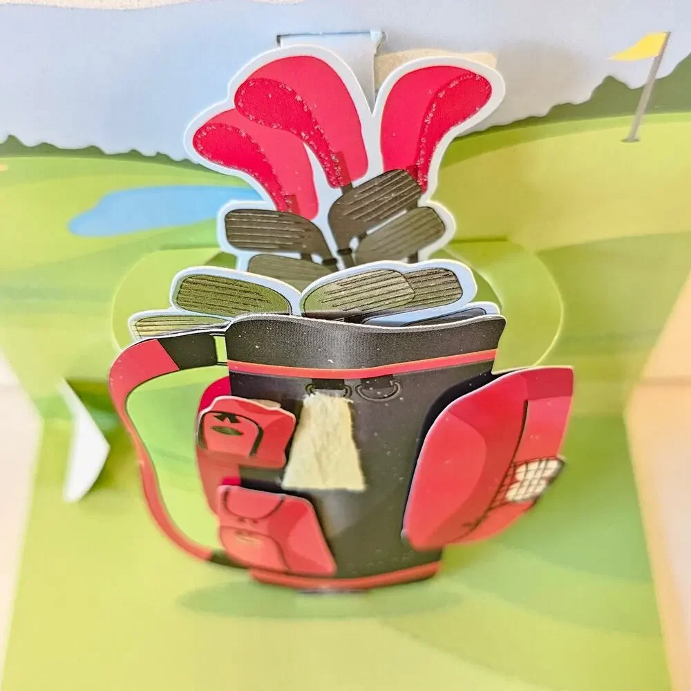 Golf Pop Up Greeting Card Father's Day Birthday Hole in One Mothers Day